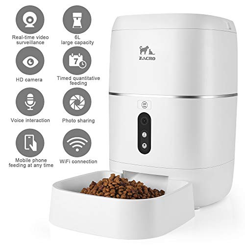 Load image into Gallery viewer, Zacro 6L Automatic Cat Dog Feeder - WiFi Automatic Pet Smart Feeder Food Dispenser, 1080P HD WiFi Pet Camera with Night Vision and 2-Way Audio Communication, Wi-Fi Enabled App for iOS/Android