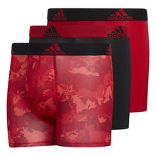 Load image into Gallery viewer, adidas Kids-Boy&#39;s Performance Boxer Briefs Underwear (3-Pack), Scarlet Continent Camo/Black/Scarlet, Small
