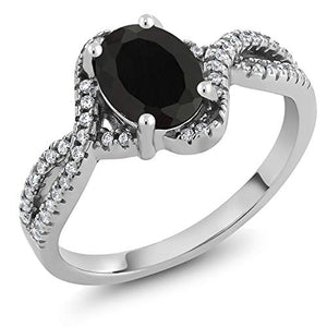 Gem Stone King 925 Sterling Silver Black Onyx Women's Ring 1.67 Cttw (Gemstone Birthstone) (Size 7)