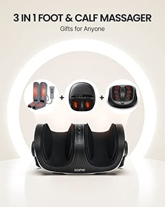Foot Massager Machine, RENPHO Shiatsu Foot and Calf Massager with Heat and Remote, Deep Kneading and Rolling Calf and Leg Massage with Handle, for Home and Office Use, Fits up to US Men Feet Size 14