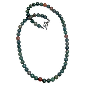 Bloodstone Necklace Boutique Genuine Round Gemstone Beaded Handmade Crystal Healing B02 (18")