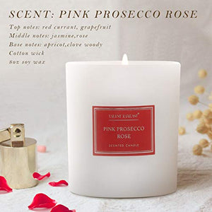 TALENT FAREAST Pink Prosecco Rose Scented Candle for Home Luxury Aromatherapy Candles 8oz. 40 Hour Rich Aroma Gift Natural Soy Wax Premium Fragrance Relaxing Jar Candle