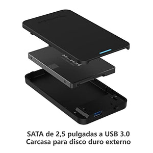 SABRENT 2.5-Inch SATA to USB 3.0 Tool-Free External Hard Drive Enclosure [Optimized for SSD, Support UASP SATA III] Black (EC-UASP)