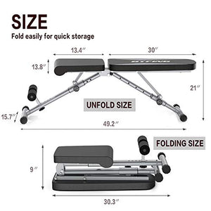 BTFING Weight Bench, Adjustable Strength Training Bench for Full Body Workout with Fast Folding
