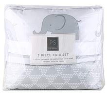 Load image into Gallery viewer, The Peanutshell Elephant Walk Crib Bedding Set | 3 Piece Unisex Nursery Set | Crib Quilt, Crib Sheet, Crib Skirt Included
