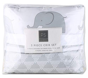 The Peanutshell Elephant Walk Crib Bedding Set | 3 Piece Unisex Nursery Set | Crib Quilt, Crib Sheet, Crib Skirt Included