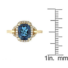 Load image into Gallery viewer, Gin &amp; Grace 10K Yellow Gold Genuine London Blue Topaz Ring with Diamonds for women | Ethically, authentically &amp; organically sourced (Cushion-cut) shaped London Blue Topaz hand-crafted jewelry for her | London Blue Topaz Ring for women
