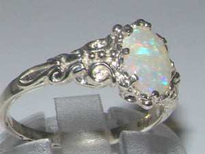 925 Sterling Silver Natural Opal Womens Band Ring - Size 5