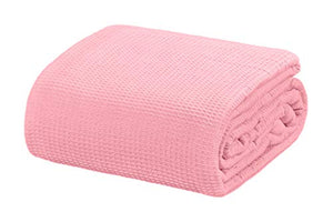 Crover All Season Waffle Premium Thermal Blanket Queen Size 90"x90" Durable Soft Cozy Breathable Weave Design 100% Cotton, Orchid Pink