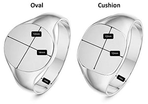 LANDA JEWEL Unisex Sterling Silver Oval Shape Heavy Weight Polished Signet Ring 12x14mm (8.5)