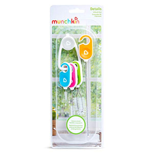 Munchkin Bottle and Cup Cleaning Brush 4 Piece Set with Key Ring