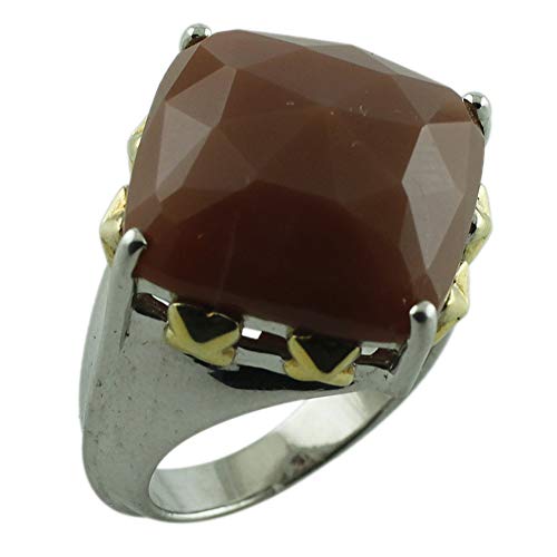 Carillon Certified Chocolate Moonstone Natural Gemstone Cushion Shape Engagement Ring 10K White Gold Jewelry For Women for Men