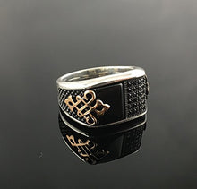 Load image into Gallery viewer, KAR 925K Stamped Sterling Silver Black Onyx w/ 36 Cubic Zircone Stone Men&#39;s Ring K7A (8)
