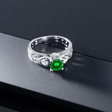 Load image into Gallery viewer, Gem Stone King 925 Sterling Silver Green Simulated Emerald Women Engagement Ring (2.76 Ct Round) (Size 7)
