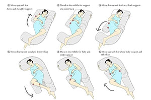 INSEN Pregnancy Pillow,Maternity Body Pillow with Pillow Cover,H Shaped Body Pillow for Pregnant Women (57in, Orgnanic Cotton)