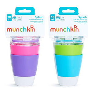 Munchkin Splash Toddler Cups with Training Lids, 7 Oz, 4 Pack