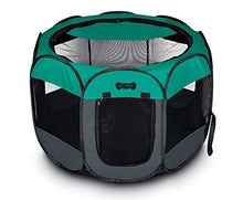 Load image into Gallery viewer, Ruff &#39;n Ruffus Portable Foldable Pet Playpen + Carrying Case &amp; Collapsible Travel Bowl (Extra Large (48&quot; x 48&quot; x 23.5&quot;)) (Medium (29&quot; x 29&quot; x 17&quot;) with Free Bonus, Aqua)
