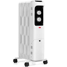 Load image into Gallery viewer, GOFLAME 1500W Oil Filled Radiator Heater, Electric Space Heater with 3 Heating Modes, Adjustable Thermostat, Tip-Over &amp; Overheat Protection, Powerful Oil Heater for Home and Office (White)
