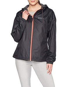 Columbia Women's Flash Forward Lined Windbreaker Jacket, Shark/Black, Medium