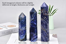 Load image into Gallery viewer, AMOYSTONE 1PC Large Blue Sodalite Wand Healing Crystal Hexagonal Stone Column Natural Irregular Crystal Wand 6 Points Blue Sodalite Tower for Home Decor 1.8-2.2 Lbs
