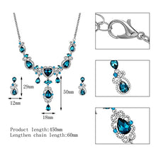 Load image into Gallery viewer, Jewelry Set for Women, Blue Necklace Dangle Earrings Set, White Gold Plated Jewelry Set with Blue and White AAAAA Cubic Zirconia, Allergy Free Wedding Party Jewelry for Bridal Bridesmaid (Blue)
