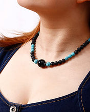 Load image into Gallery viewer, XHUUU Lava Stone/Black Obsidian Choker Necklaces Created Turquoise Women Mens Strand Crystal Necklace for Meditation or Yoga
