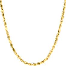 Load image into Gallery viewer, Lifetime Jewelry 3mm Rope Chain Necklace 24k Real Gold Plated for Women Men Teen (Gold, 26)
