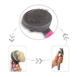 Hesiry Cat Brush Pet Soft Brush for Shedding Removes Loose Undercoat,Slicker Brush for Dog Massage-Self Cleaning