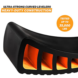 CARMTEK Camper Leveler Kit - Curved RV Levelers with Camper Wheel Chocks for Travel Trailers | Faster Camper Leveling Than RV Leveling Blocks (2 Pack)