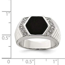 Load image into Gallery viewer, 925 Sterling Silver Mens Cubic Zirconia Cz Black Onyx Band Ring Size 10.00 Man Fine Jewelry For Dad Mens Gifts For Him
