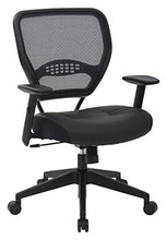 Load image into Gallery viewer, SPACE Seating Professional AirGrid Dark Back and Padded Black Eco Leather Seat, 2-to-1 Synchro Tilt Control, Adjustable Arms and Tilt Tension with Nylon Base Managers Chair
