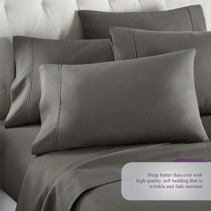 6 Piece Hotel Luxury Soft 1800 Series Premium Bed Sheets Set, Deep Pockets, Hypoallergenic, Wrinkle & Fade Resistant Bedding Set(Queen, Gray)