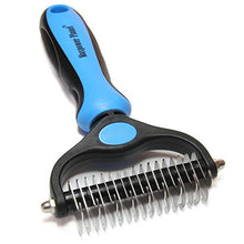Load image into Gallery viewer, Maxpower Planet Pet Grooming Brush - Double Sided Shedding and Dematting Undercoat Rake Comb for Dogs and Cats,Extra Wide,Blue
