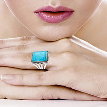 Load image into Gallery viewer, Turquoise Ring Sterling Silver 925 Genuine Gemstones Size 6 to 11 (Turquoise) (8)
