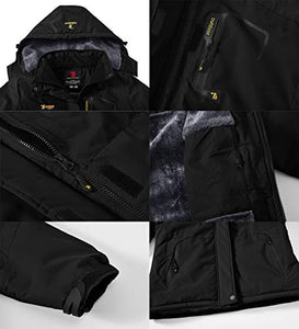 YSENTO Women's Fleece Ski Jacket Waterproof Windproof Mountain Raincoat Warm Snow Jacket Black Size M