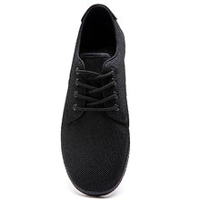Load image into Gallery viewer, Men's Oxfords Dress Sneakers Mesh Black Slip On Shoes Workout Minimalist Laces Up Breathable Loafers Tennis Shoe Black Size 9.5
