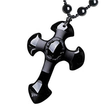 Load image into Gallery viewer, Obsidian Protection Amulet Pendant Necklace for Lord&#39;s Prayer Hand Carved Natural Apache Tears (4.8, concave figure)
