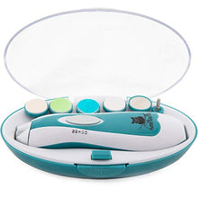Load image into Gallery viewer, Baby Nail File Electric by Pretty MiniMe – Blue Infant Nail Clippers - Boy Baby Nail Trimmer - Safe Fingernail and Toenail Grooming Manicure Kit for Newborn Toddler and Kids - 10 File Tips
