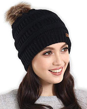 Load image into Gallery viewer, Pom Pom Beanie Winter Hat For Women - Faux Fur Pompom Warm, Thick &amp; Chunky Soft Cable Knit Hats - Cute &amp; Trendy Cold Weather Knitted Caps - Stylish &amp; Trendy Snow &amp; Ski Beanies for Ladies
