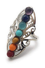 Load image into Gallery viewer, Healing Hollow Stones Adjustable 7 Chakra Ring Reiki Gem Jewelry for Women
