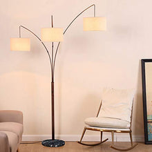 Load image into Gallery viewer, Brightech Trilage Arc Floor Lamp w/Marble Base - 3 Lights Hanging Over The Couch from Behind - Multi Head Arching Tree Lamp - for Mid Century, Modern &amp; Contemporary Rooms - Oil Rubbed Bronze
