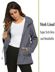 Avoogue Warm Rain Coats for Women Water-Resistant Jacket Gray XXL