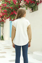 Load image into Gallery viewer, Girls Color Block Button Through Flap Corduroy Coat Long Sleeve Casual Jacket Basic Outerwear with Pockets
