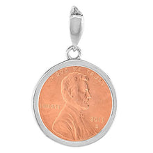 Load image into Gallery viewer, Sterling Silver Penny Bezel 19 mm Coins Prong Back Square Edge 1 Cent Coin NOT Included
