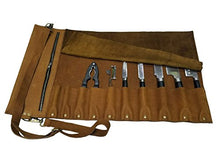 Load image into Gallery viewer, Professional Chef Bag Lightweight Genuine Premium Vintage Tan Leather 10 Pockets Knife Bag/Chef Knife Roll #K02-S
