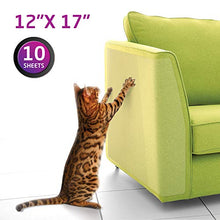 Load image into Gallery viewer, Catikat XL Furniture Protectors from Cats 10 Pack - Safe Couch Protector from Cats - Larger 17&quot; x 12&quot; Cat Scratch Deterrent Training Tape Sheets - Transparent Cat Anti Scratching Protection Guards
