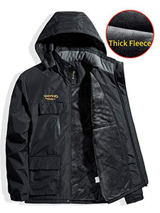 Women's Mountain Waterproof Ski Jacket Windproof Rain Snowboarding Jackets Winter Fleece Warm Snow Hooded Coat (Black, XL)