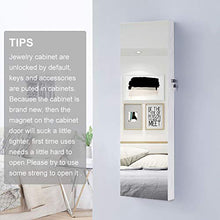 Load image into Gallery viewer, GISSAR Full Length Mirror Jewelry Cabinet, 6 LEDs Jewelry Armoire Wall Mounted Over The Door Hanging, Jewelry Organizer Storage with Lights Lockable White
