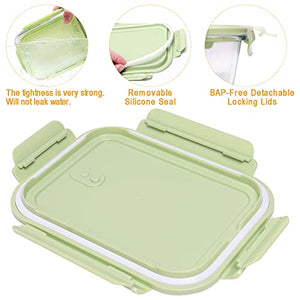 Glass Food Storage Containers Set, 62 Pack Storage Containers with Lids & BPA-free Disposable Plastic Portion Cups, Leak Proof Glass Meal Prep Containers, Airtight Bento Lunch Box with 10 Fruit Forks