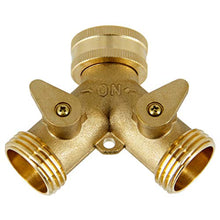 Load image into Gallery viewer, ATDAWN 2 Way Brass Hose Splitter, 3/4&quot; Brass Hose Connectors, Y Connector Garden Hose Adapter
